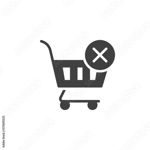 Shopping cart with cross mark vector icon. filled flat sign for mobile concept and web design. Purchase error glyph icon. Symbol, logo illustration. Vector graphics
