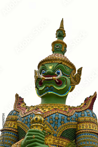 Giant guardian statue in Bangkok Thailand on white background