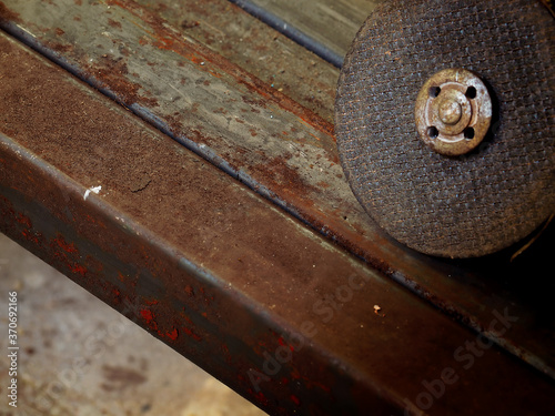 steel cutting equipment, rusted metal iron