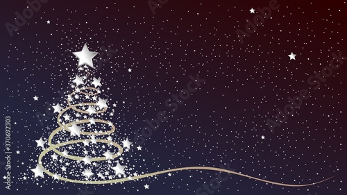 New Year tree card with stars.
