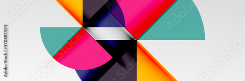 Free Download Bright color circles, abstract round shapes and triangles composition with shadow effects. Vector modern geometric design template - GFXLoad