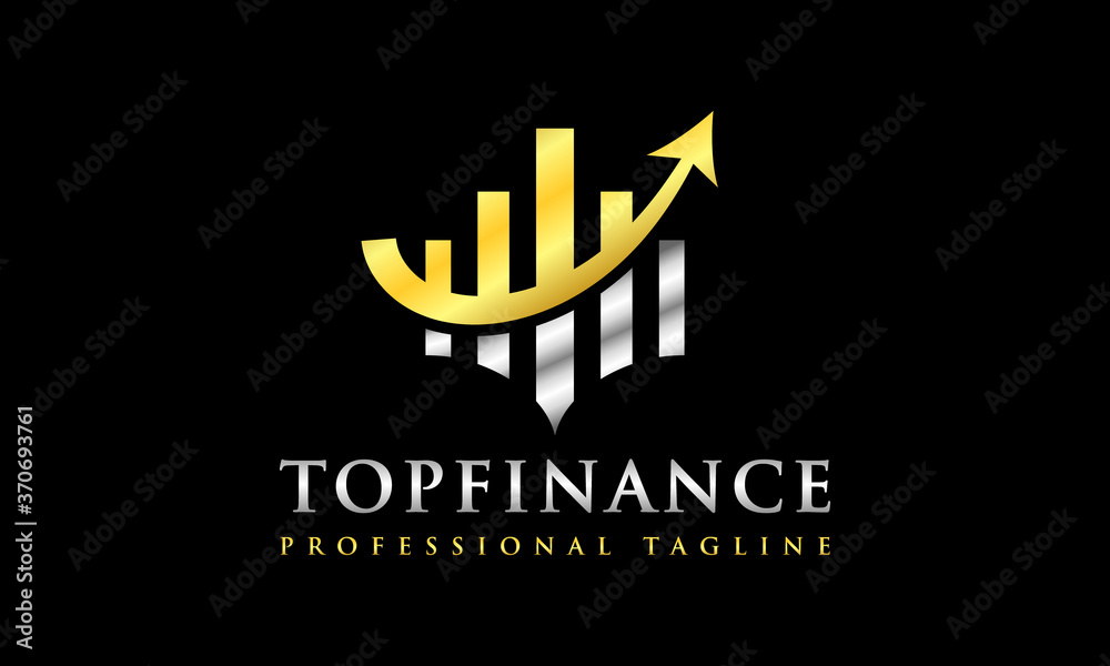 Luxurious Top Financial Business Logo Design Vector Icon Illustration with gold and silver color. Luxurious Top Financial Business Logo Design Vector Icon Illustration with gold and silver color.