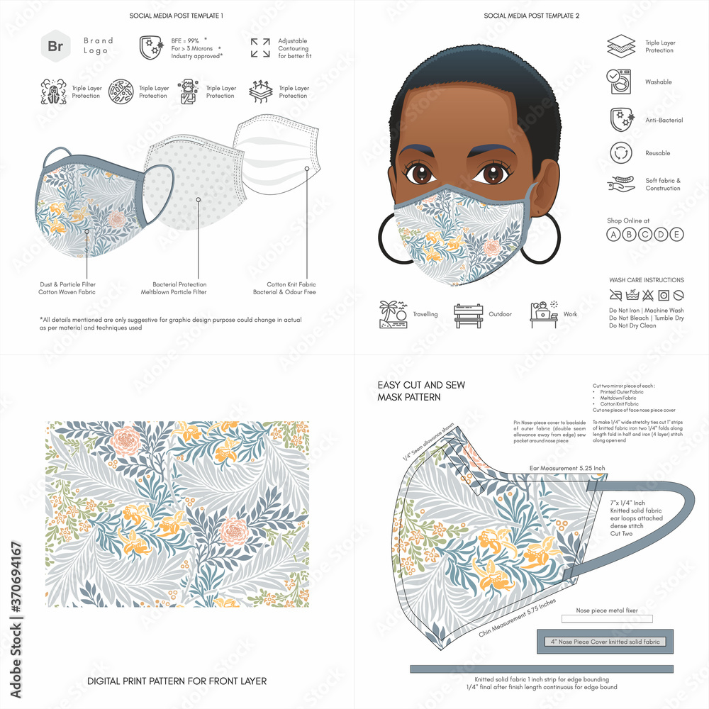 floral print white light flower background pattern seamless design for face mask pillow print fashion clothing fabric mockup template protective face mask seamless print vector abstract stock vector adobe stock