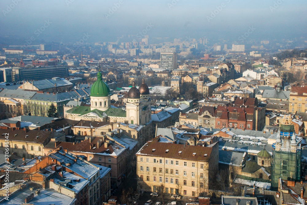 Wonderful panorama of the Lviv city, Ukraine