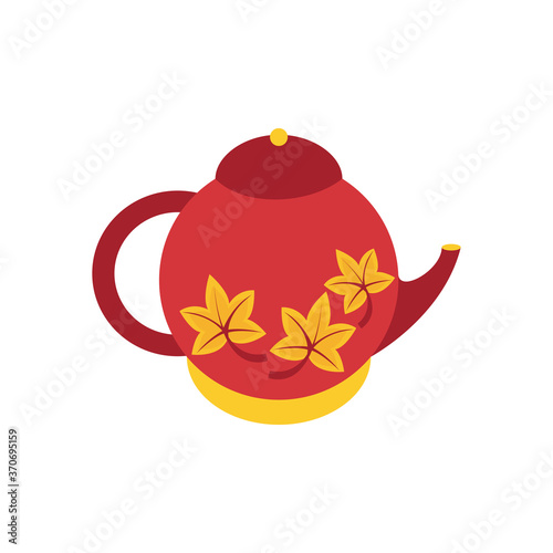 chinese ceramic teapot flat style