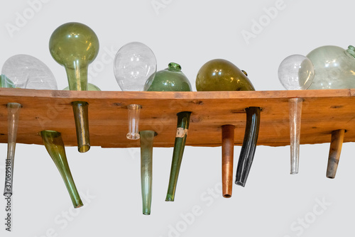 Fotografie historic retort  glass bottles