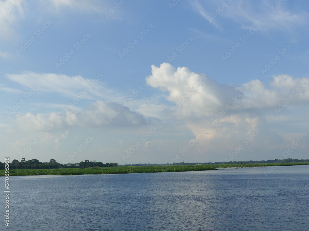 Beautiful river and sky view in daylight. Beautiful river and sky view in daylight.