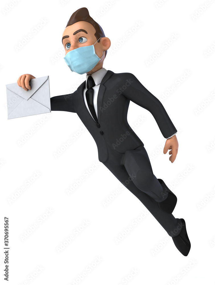 Fun cartoon businessman character with a mask Fun cartoon businessman character with a mask