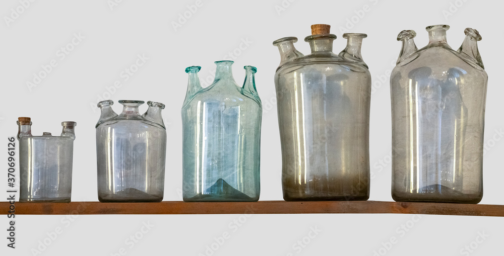 historic glass bottles - obrazy, fototapety, plakaty 