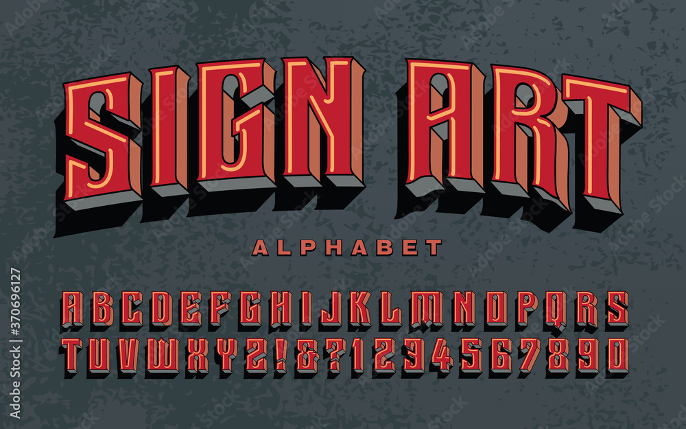 Sign Art Alphabet. A Lettering Font with Rich Colors and 3d Effects