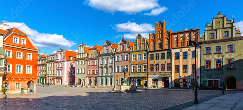 Colorful Renaissance architecture of Market Square in Poznan Old Town in sunny spring day, Poland © JackF