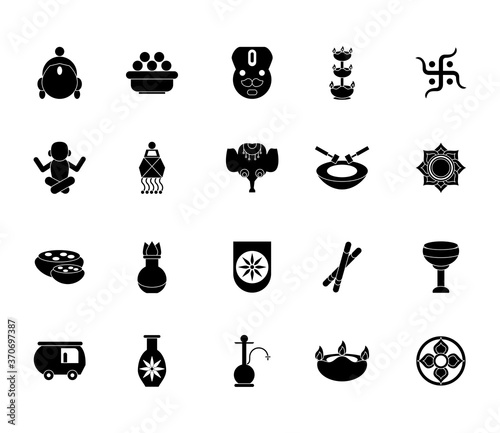 twenty navratri set silhouette style icons