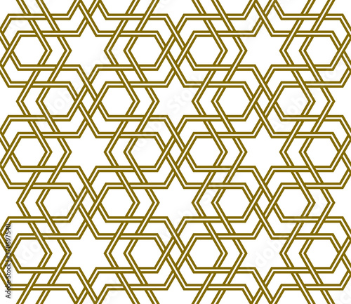 Seamless islamic geometric ornament. Doubled wicker lines.