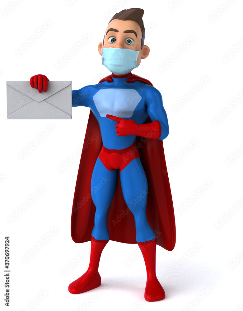 Fun cartoon superhero character with a mask