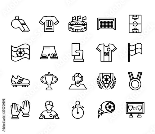 twenty soccer football sport set collection icons