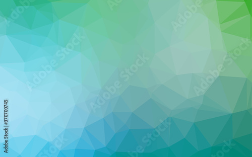 Light Blue, Green vector shining triangular pattern.