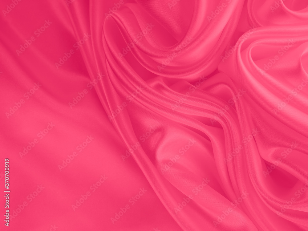 Fototapeta premium Beautiful elegant wavy fuchsia pink satin silk luxury cloth fabric texture, abstract background design. 