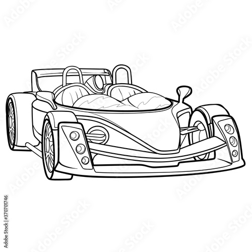 sketch car, coloring book, isolated object on white background, vector illustration,