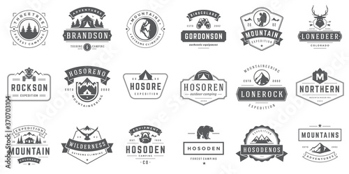 Photographie Camping logos and badges templates vector design elements and silhouettes set