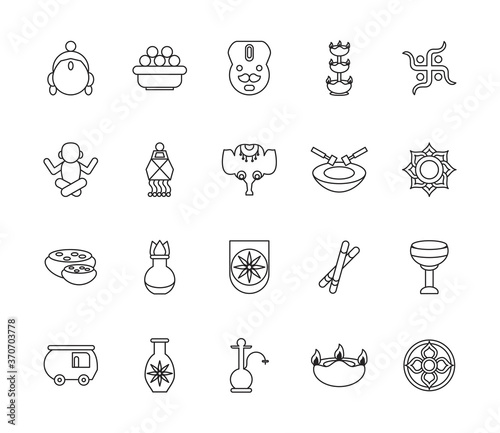 twenty navratri set line style icons