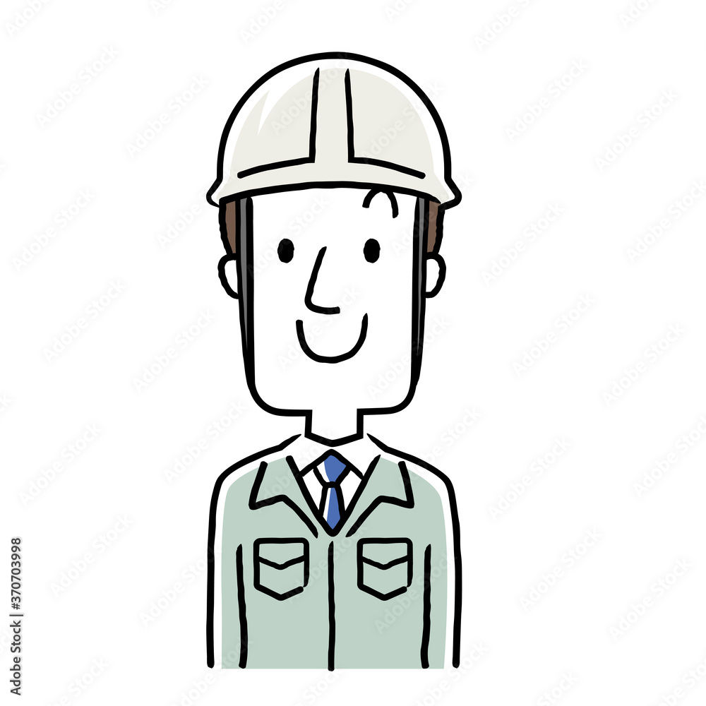 Stock illustration: young men wearing work clothes, smiling Stock illustration: young men wearing work clothes, smiling