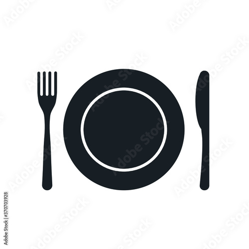 cutlery. Plate fork and knife vector silhouette.