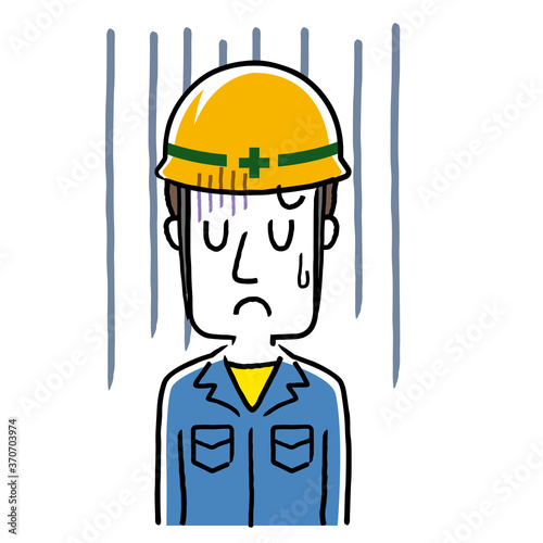 Stock illustration: young man wearing work clothes, depressed