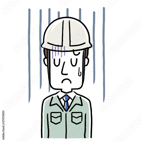 Stock illustration: young man wearing work clothes, depressed