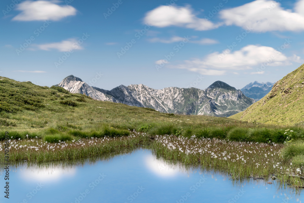 Mountain lake at morning  in the Italian Alps 