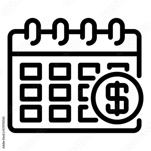 Calendar dollar icon. Outline calendar dollar vector icon for web design isolated on white background