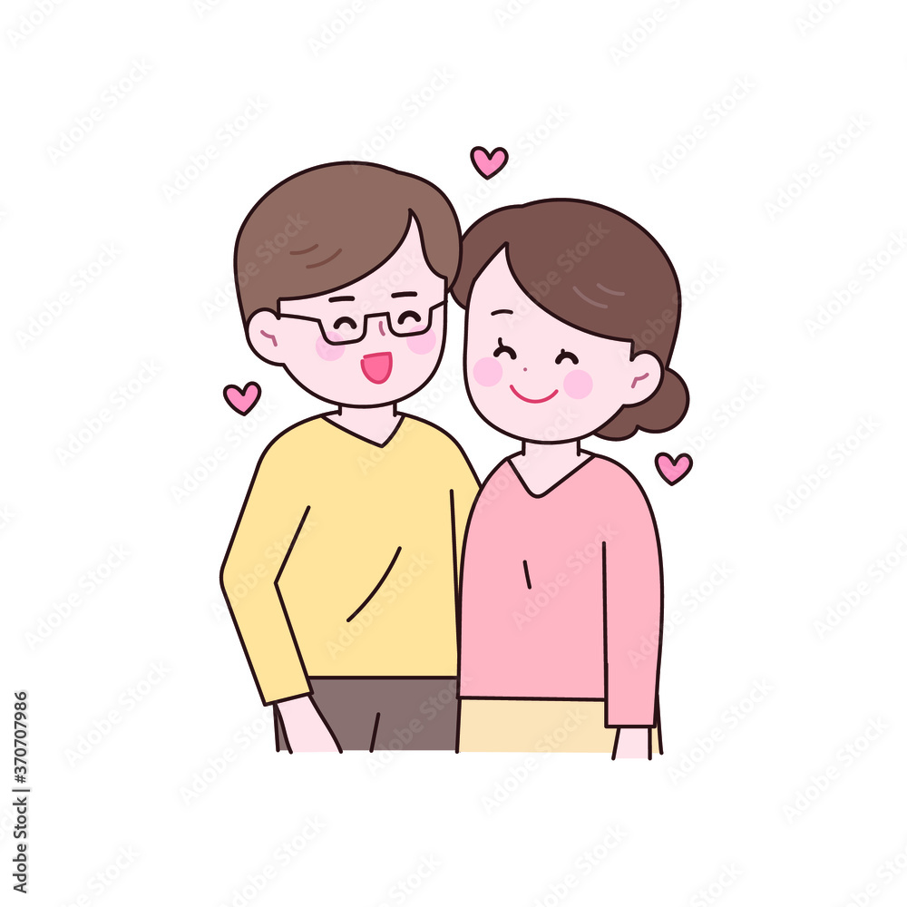 젊은 부부 캐릭터 일러스트. 젊은 부부 캐릭터 일러스트.