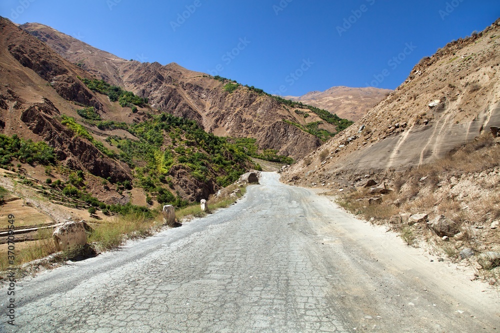 Pamir highway Panj river Pamir mountains Tajikistan