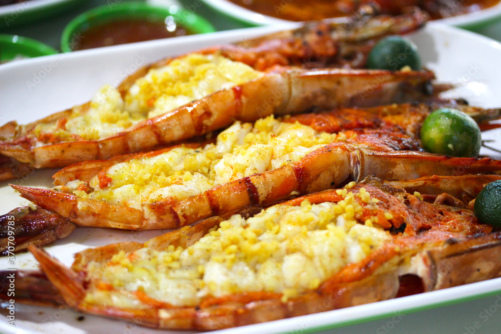 Asian Street Food - BBQ Tiger Prawn in Garlic Asian Street Food - BBQ Tiger Prawn in Garlic