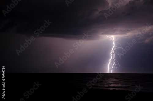 Flash of lighting during a summer storm in the Black Sea