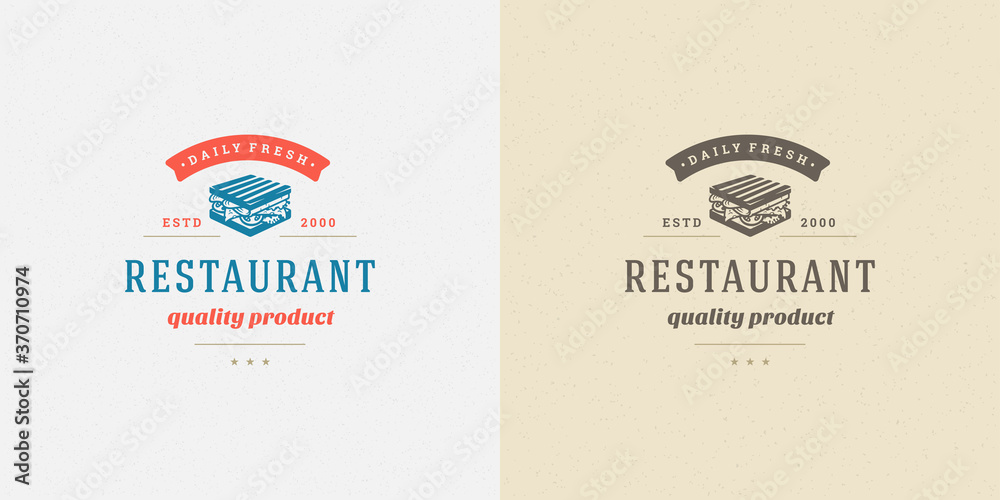 Fast food logo vector illustration sandwich silhouette good for restaurant menu and cafe badge