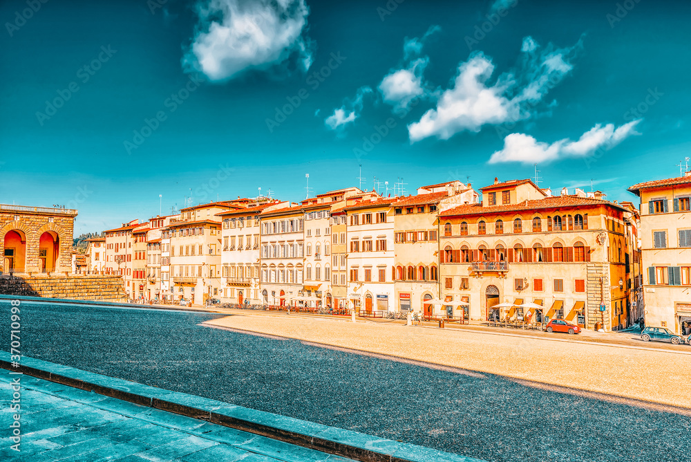 FLORENCE, ITALY- MAY 14, 2017:  Pitti Square (Piazza pitti)  in Florence - city of the Renaissance on Arno river. Italy.