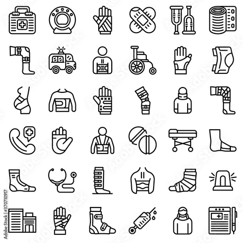 Bandage icons set. Outline set of bandage vector icons for web design isolated on white background
