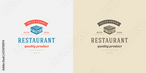 Fast food logo vector illustration sandwich silhouette good for restaurant menu and cafe badge