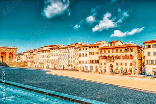 FLORENCE, ITALY- MAY 14, 2017: Pitti Square (Piazza pitti) in Florence - city of the Renaissance on Arno river. Italy.