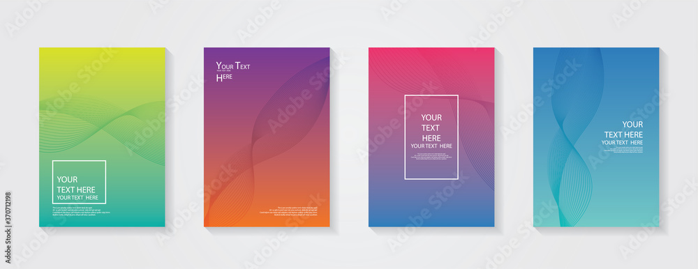 Minimal modern cover design. Dynamic colorful gradients. Future geometric patterns. Blue, pink, yellow, green, orange, purple placard poster template.