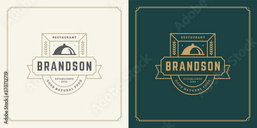 Restaurant logo design vector illustration dish tray silhouette good for restaurant menu and cafe badge