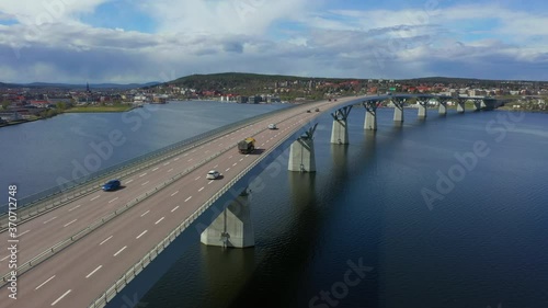 Aerial view of bridge in Sundsvall, Sweden