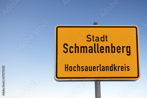 Ortstafel, Stadt Schmallenberg, Hochsauerlandkreis, (Symbolbild)