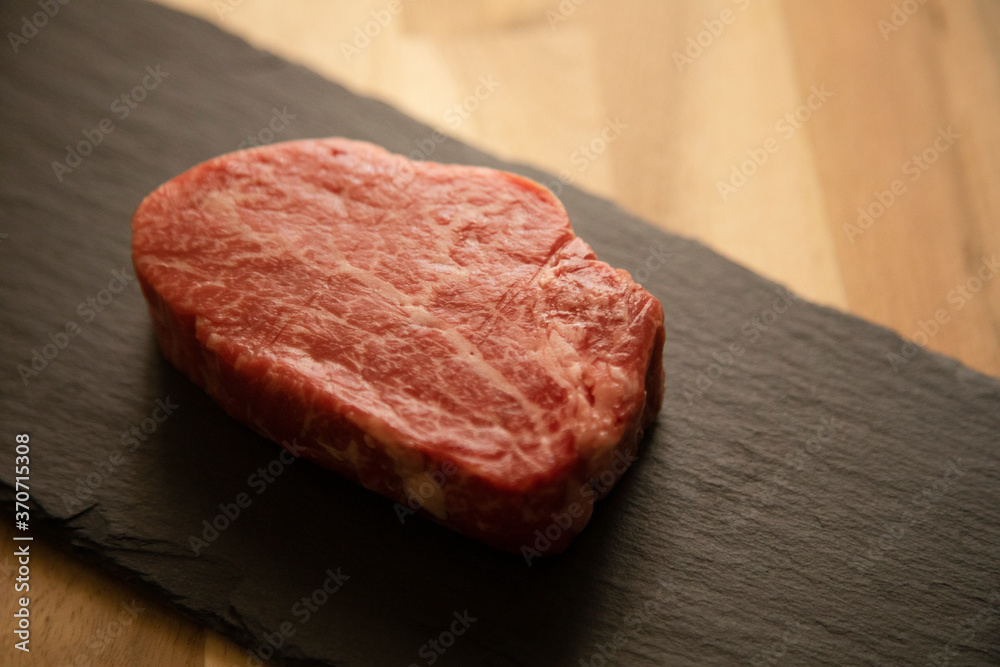 Fillet steak on the black plate Fillet steak on the black plate