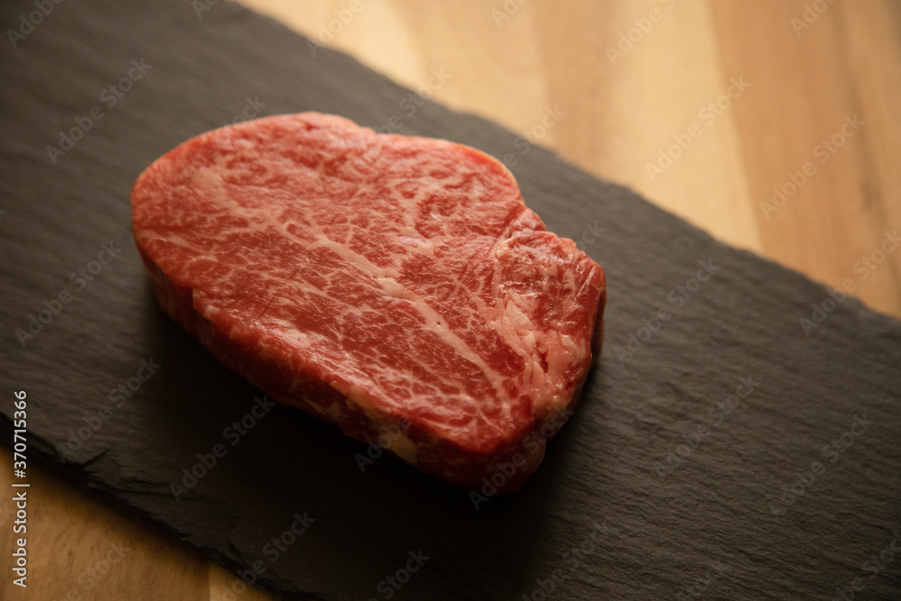 Fillet steak on the black plate Fillet steak on the black plate
