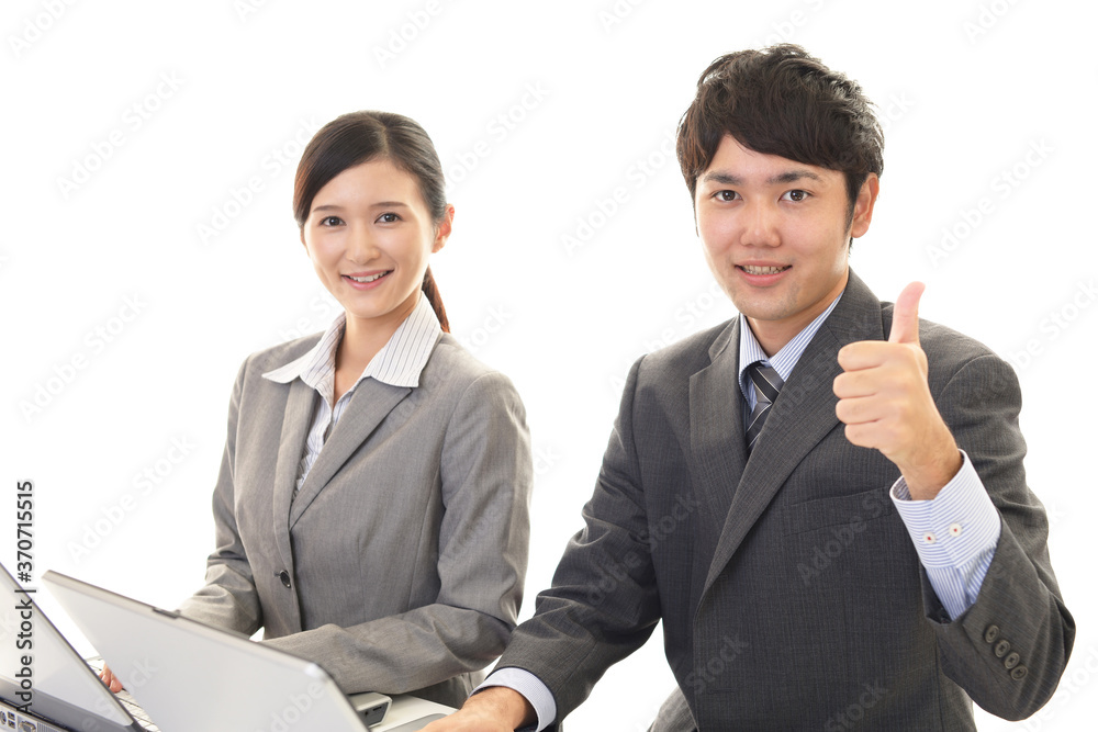 笑顔の二人のオペレーター 笑顔の二人のオペレーター