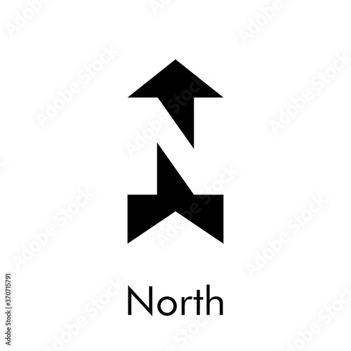 Símbolo del norte. Logotipo letra inicial N en espacio negativo en color negro