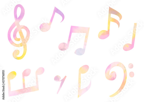 ベクター　淡いピンク色の音符記号のイラスト