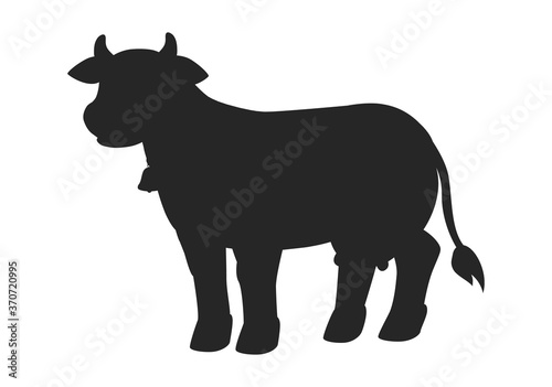 Shadow of a cow on a white background. Isolated vector image. Cow.