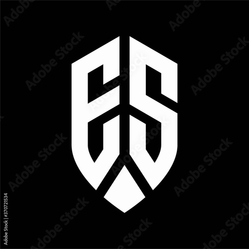 es logo monogram with emblem shield style design template